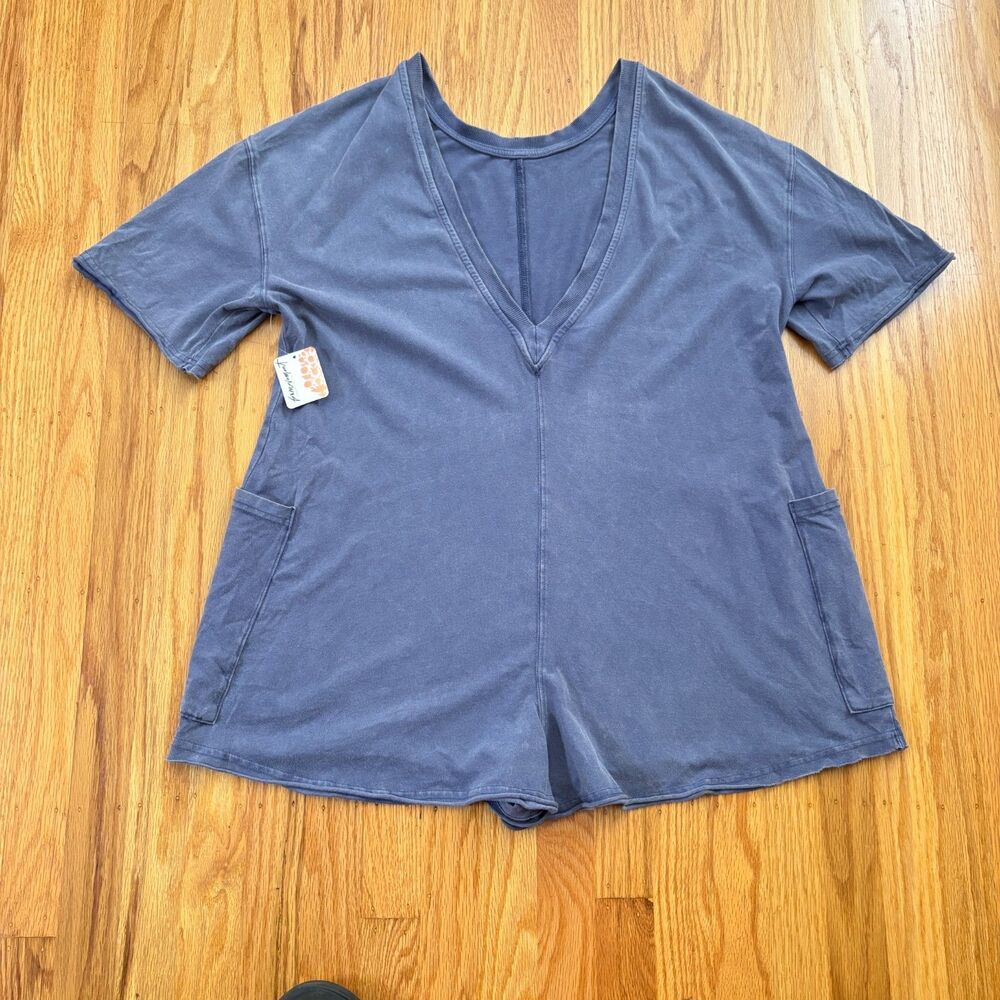 NWT FREE PEOPLE FP MOVEMENT Blue Hot Shot T Shorts Romper Womens Size XS
